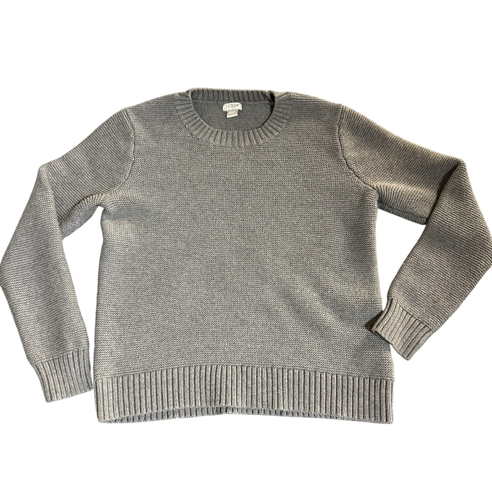J.Crew Gray Knit Sweater Merino Wool Blend Small Preppy Old Money Academia